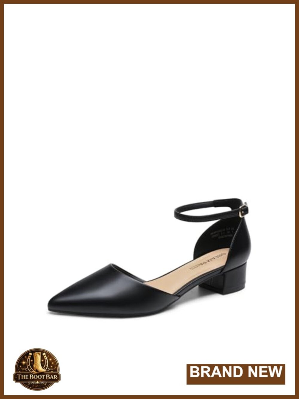 Women's Low Heel Pointed Toe Dress Pumps with Ankle Strap